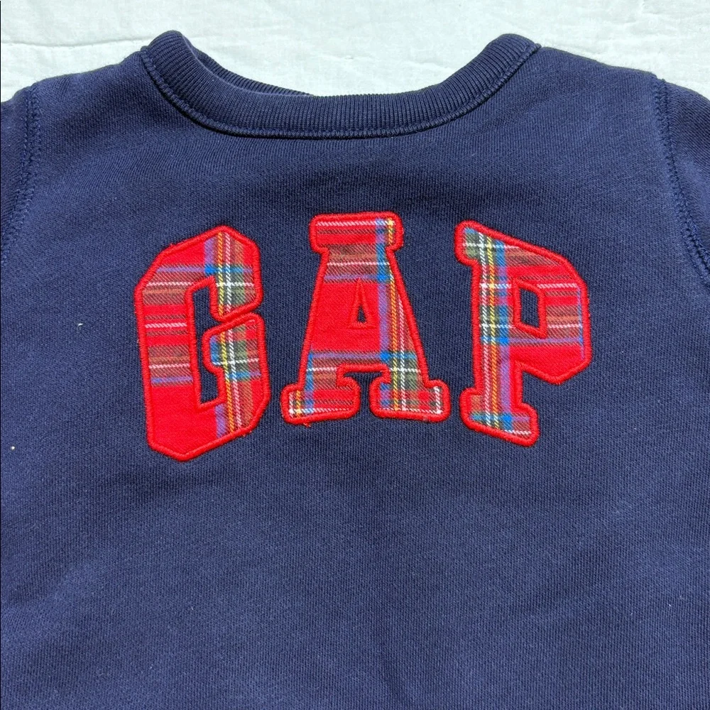 Baby Gap Navy Blue &‎ Gray Plaid Logo Toddler Jumpsuit One-Piece
